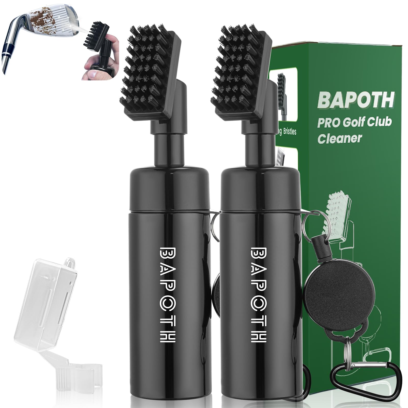 Golf Club Cleaner, Non-Leaking Stretchable Golf Club Brush with Microfiber Golf Towel (23.6 * 15.7 in), Strong Bristles Golf Brush Can Hold 5oz Water, Essentials Golf Accessories for Men