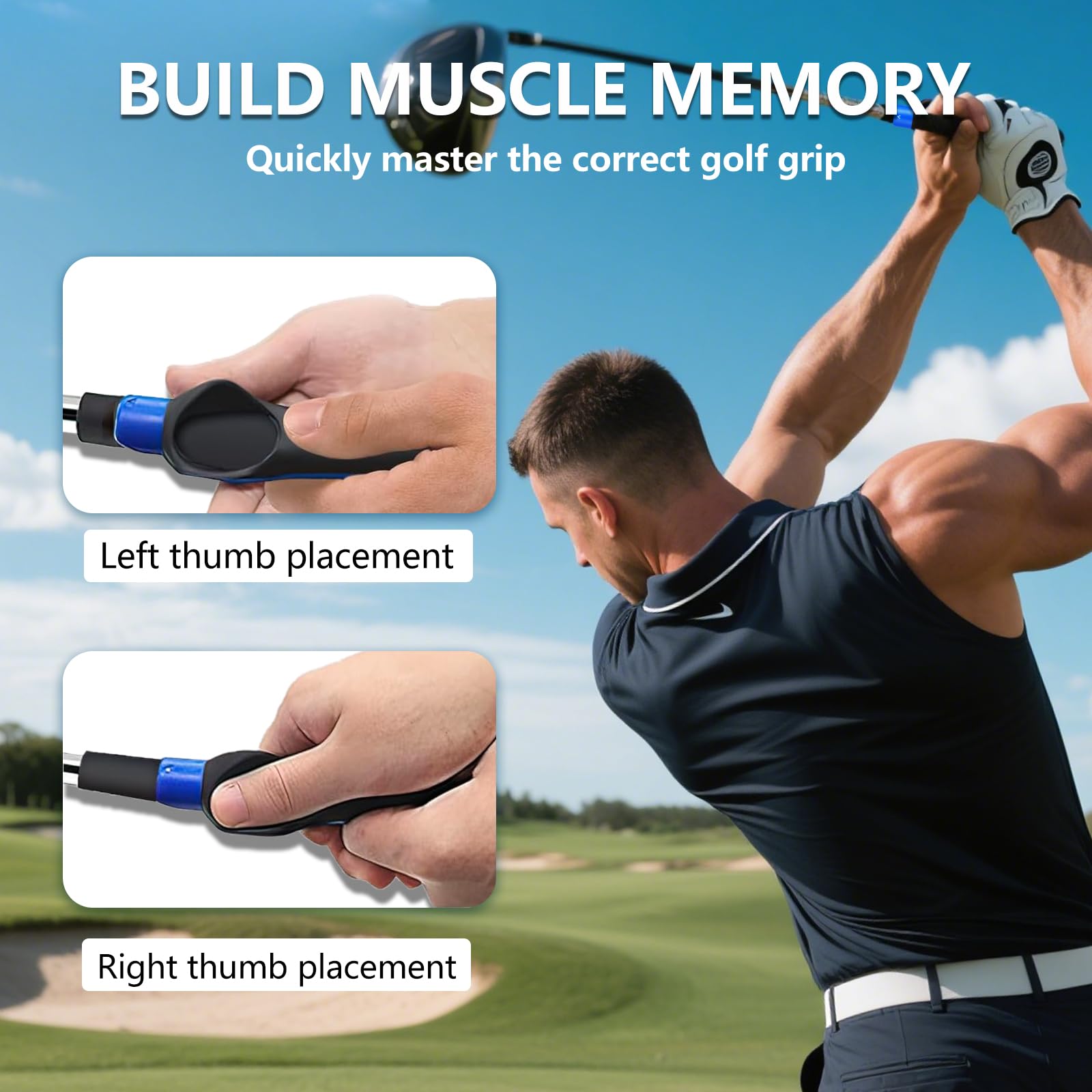 Golf Grip Trainer, Golf Club Grips, Golf Training Aid, Grip Trainer Golf to Help Train Correct Hand Position