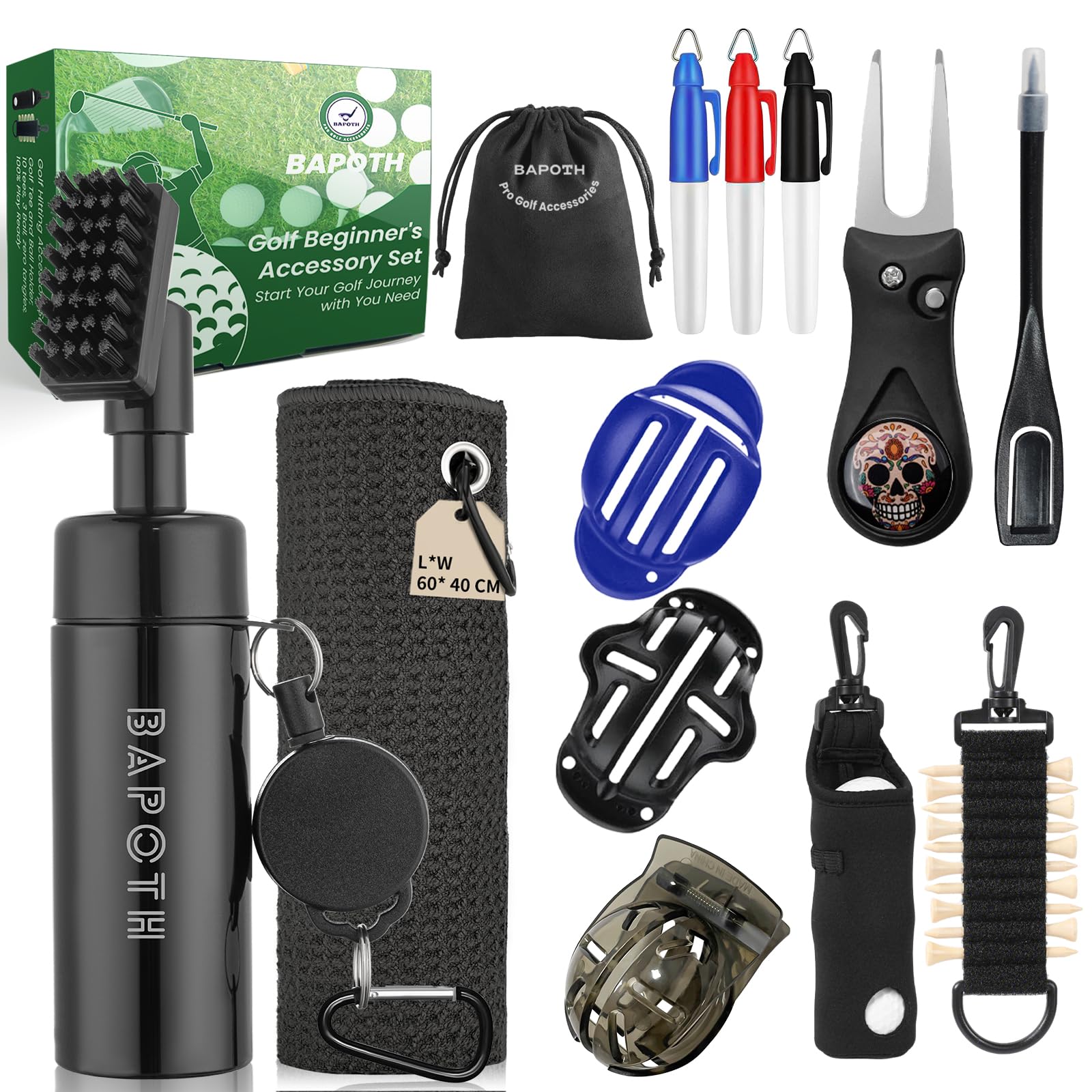 Golf Club Cleaner, Non-Leaking Stretchable Golf Club Brush with Microfiber Golf Towel (23.6 * 15.7 in), Strong Bristles Golf Brush Can Hold 5oz Water, Essentials Golf Accessories for Men